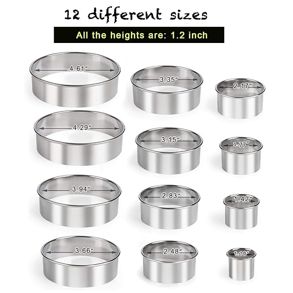 Gurlideo Round Cookie Cutter Set of 12 Circle Pastry Cutters for Baking Biscuit and Cake Decorating - View 6 of 8