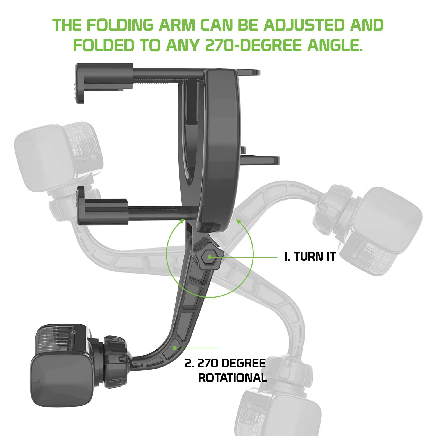 Cellet Vehicle Rear View Mirror Phone Holder Mount Universal Smartphone Cradle Compatible to iPhone 14 Pro Max Mini SE 13 12 11 XR XS Galaxy Z Flip Z - View 4 of 8