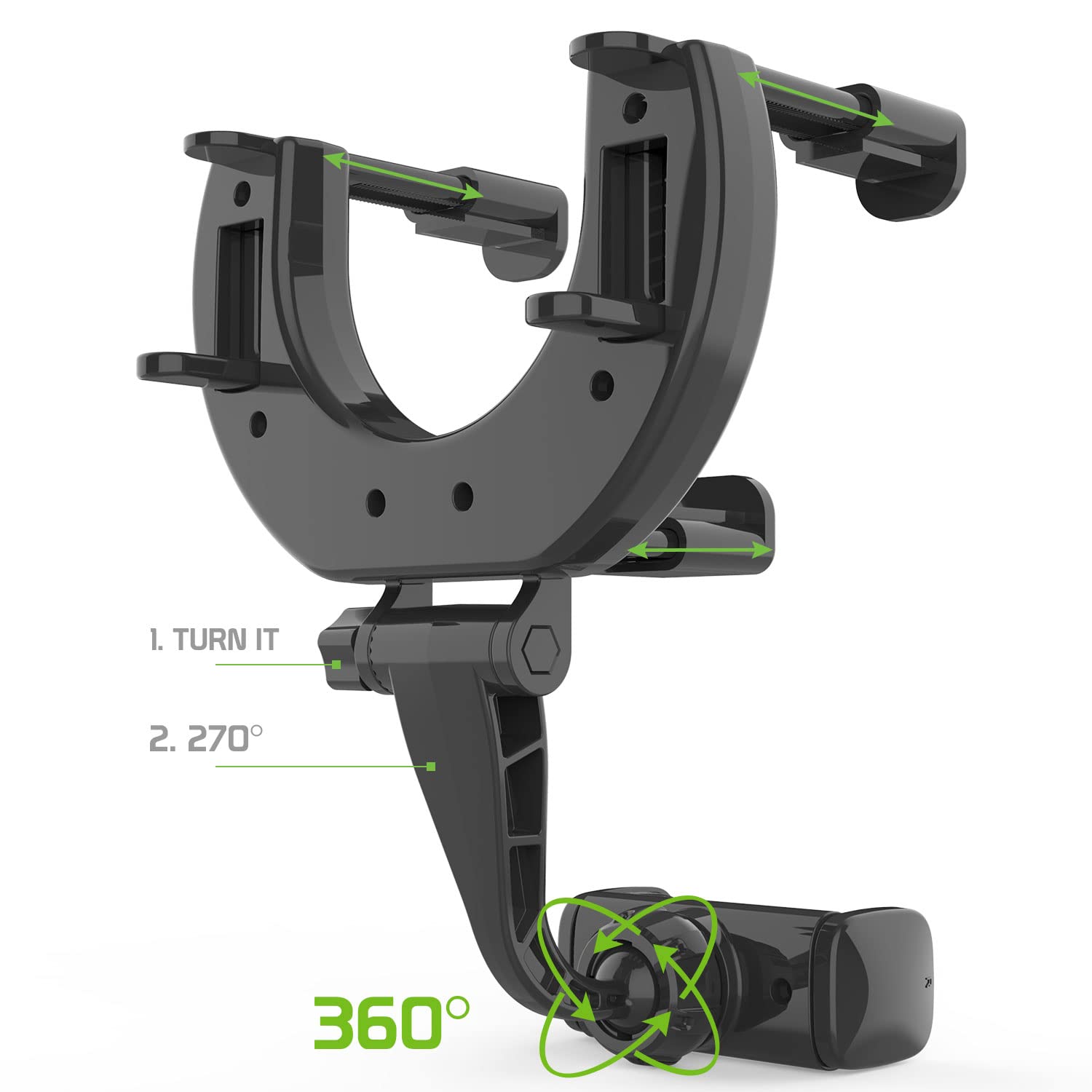 Cellet Vehicle Rear View Mirror Phone Holder Mount Universal Smartphone Cradle Compatible to iPhone 14 Pro Max Mini SE 13 12 11 XR XS Galaxy Z Flip Z - View 5 of 8