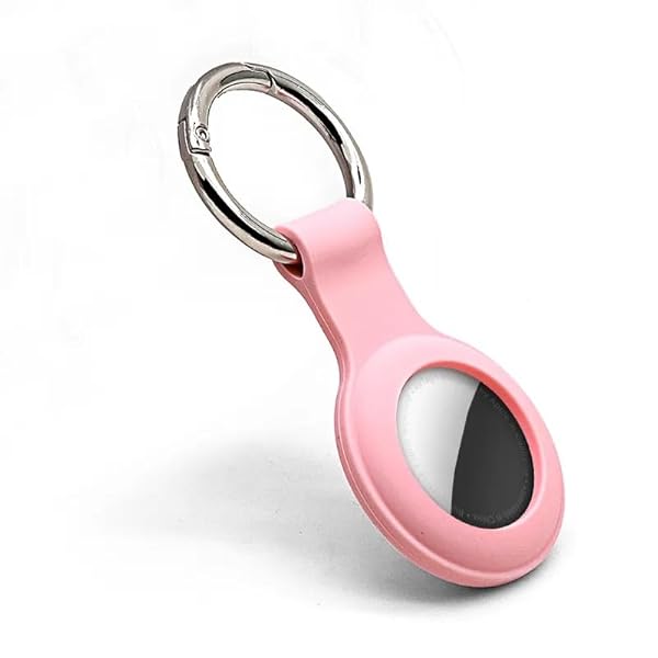 Habac Studio Pink Silicone AirTag Keyring Case with Hook - Anti-Lost, Shock Resistant for Keys, Bags, Luggage & Pets