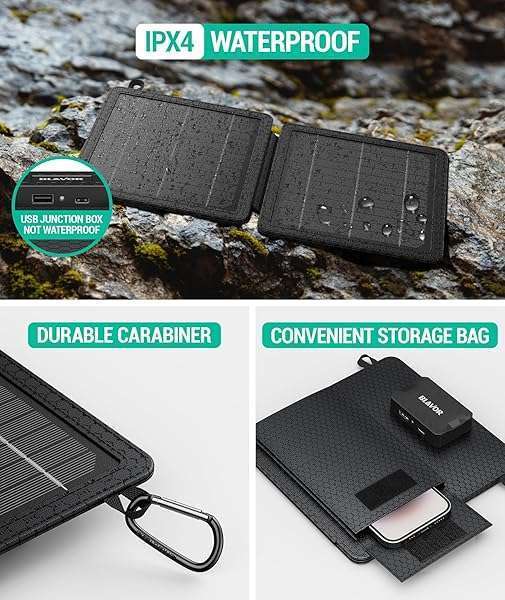 BLAVOR BLAVOR 10W Portable Solar Charger: Compact, Waterproof Solar Panel for Phones & Tablets - Perfect for Camping & Hiking - View 6 of 8