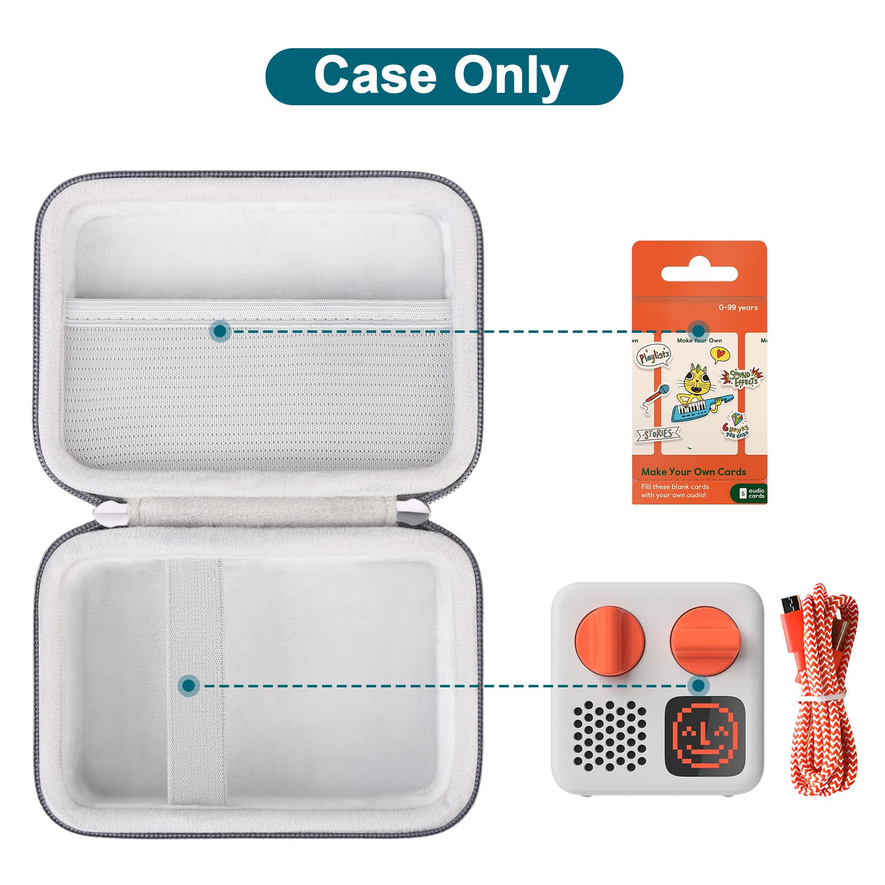 Canboc Canboc Hard Carrying Case for Yoto Mini 2024 Edition Kids Bluetooth Audio Player with Mesh Pocket for Audiobook Cards Grey Case Only - View 2 of 8