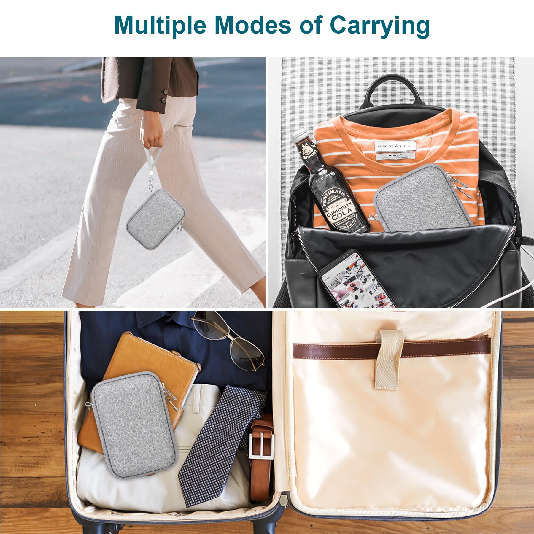 Canboc Canboc Hard Carrying Case for Yoto Mini 2024 Edition Kids Bluetooth Audio Player with Mesh Pocket for Audiobook Cards Grey Case Only - View 3 of 8