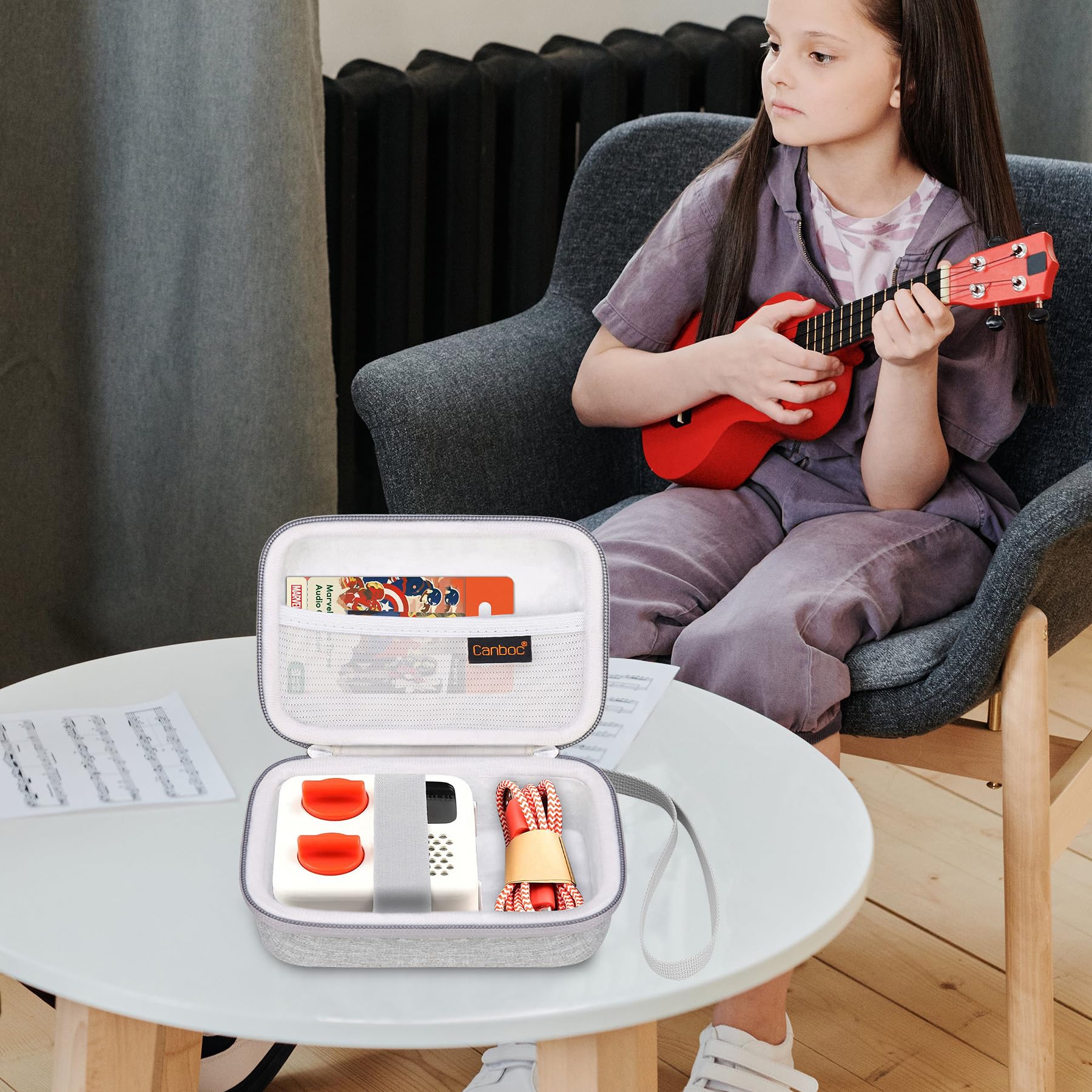 Canboc Canboc Hard Carrying Case for Yoto Mini 2024 Edition Kids Bluetooth Audio Player with Mesh Pocket for Audiobook Cards Grey Case Only - View 8 of 8