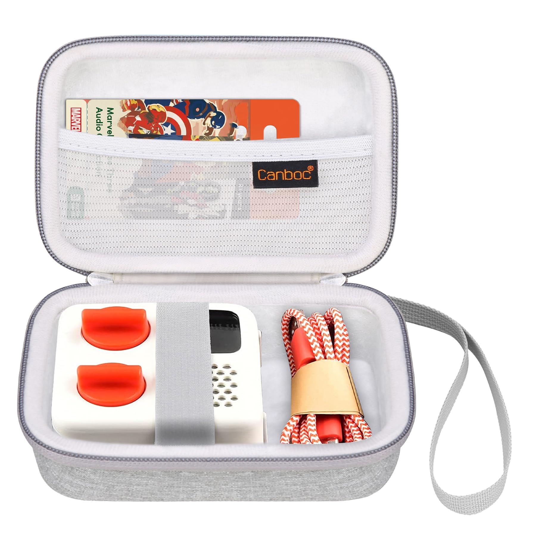 Canboc Hard Carrying Case for Yoto Mini 2024 Edition Kids Bluetooth Audio Player with Mesh Pocket for Audiobook Cards Grey Case Only