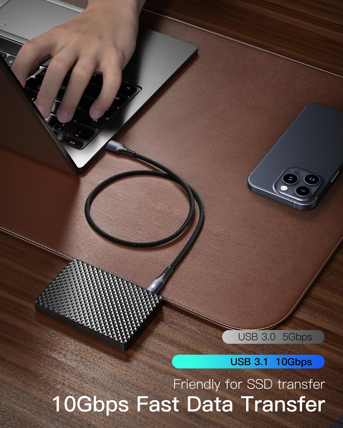 CONMDEX Android Auto USB C Cable 3ft 6ft 10ft 10Gbps USB 3.1 Gen 2 Fast Charging Type C CarPlay Cable for iPhone 15 Plus Samsung Galaxy S23 S22 - View 2 of 6