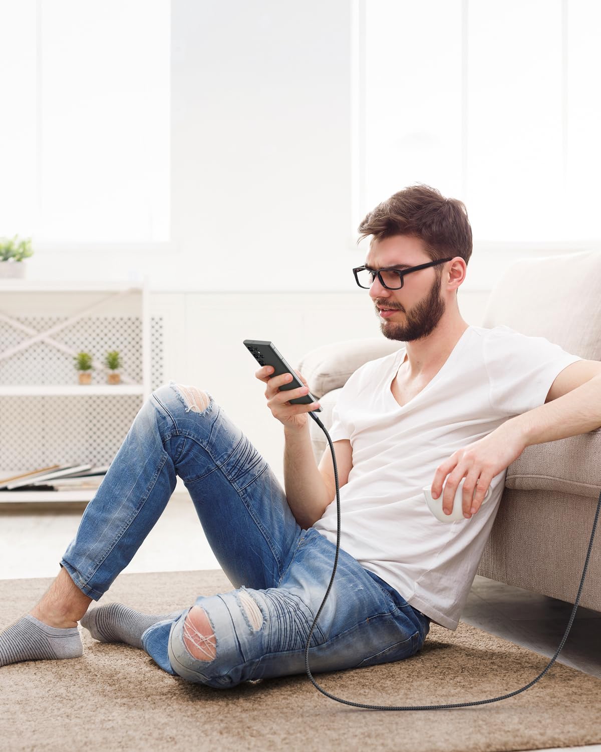 CONMDEX Android Auto USB C Cable 3ft 6ft 10ft 10Gbps USB 3.1 Gen 2 Fast Charging Type C CarPlay Cable for iPhone 15 Plus Samsung Galaxy S23 S22 - View 6 of 6