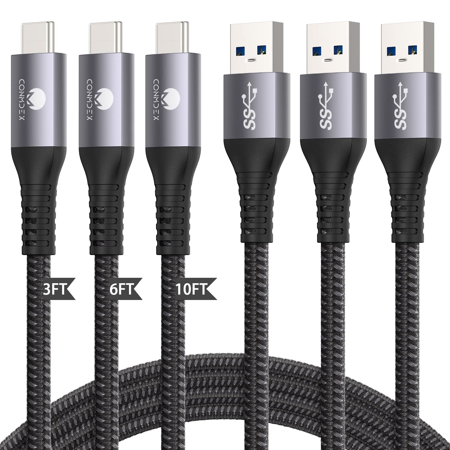 CONMDEX Android Auto USB C Cable 3ft 6ft 10ft 10Gbps USB 3.1 Gen 2 Fast Charging Type C CarPlay Cable for iPhone 15 Plus Samsung Galaxy S23 S22