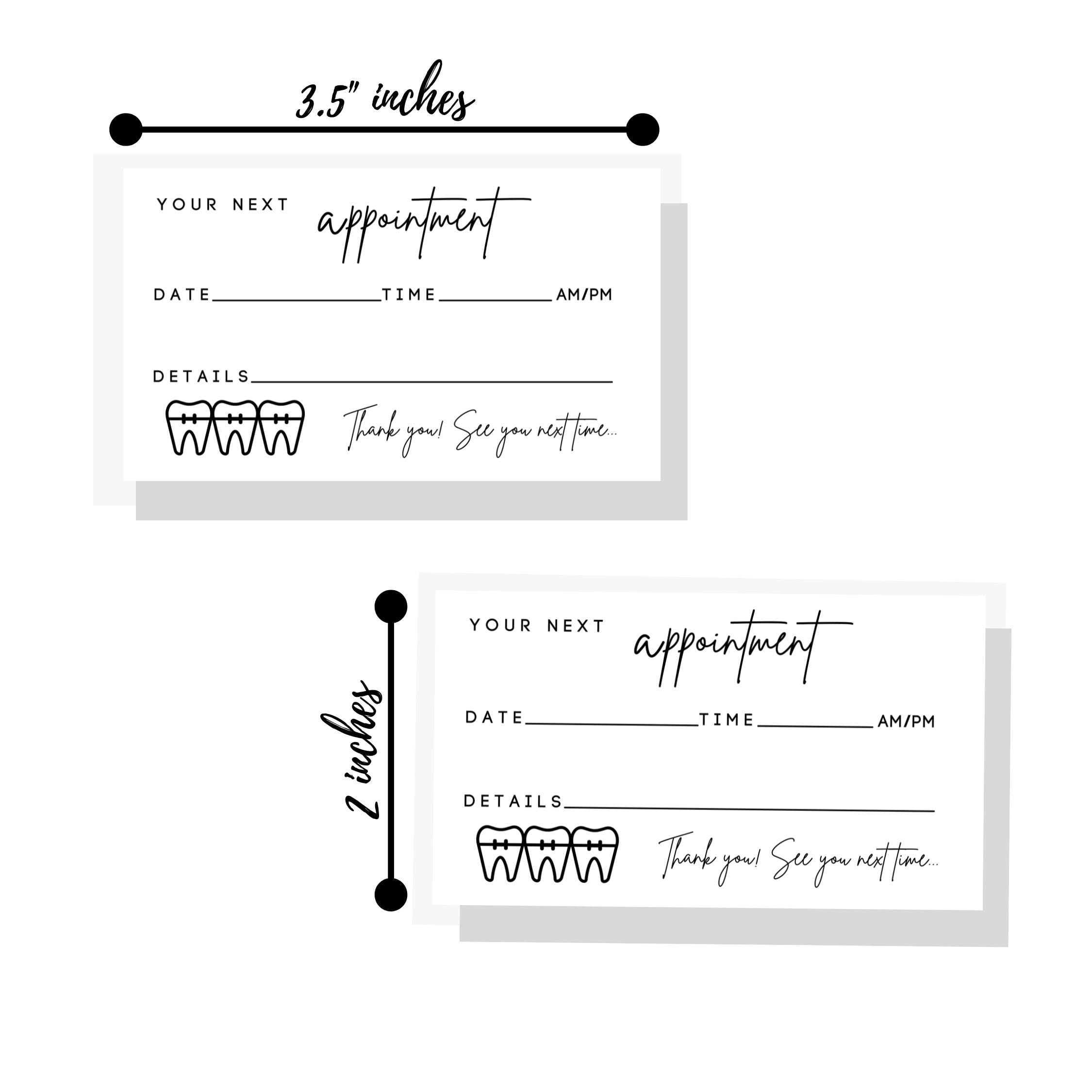 Lashicorn Dental Appointment Reminder Cards 50 Pack Minimalist Design for Teeth Whitening Pediatric Dentist Orthodontics Bulk Size 2x3.5 Inches - View 2 of 7