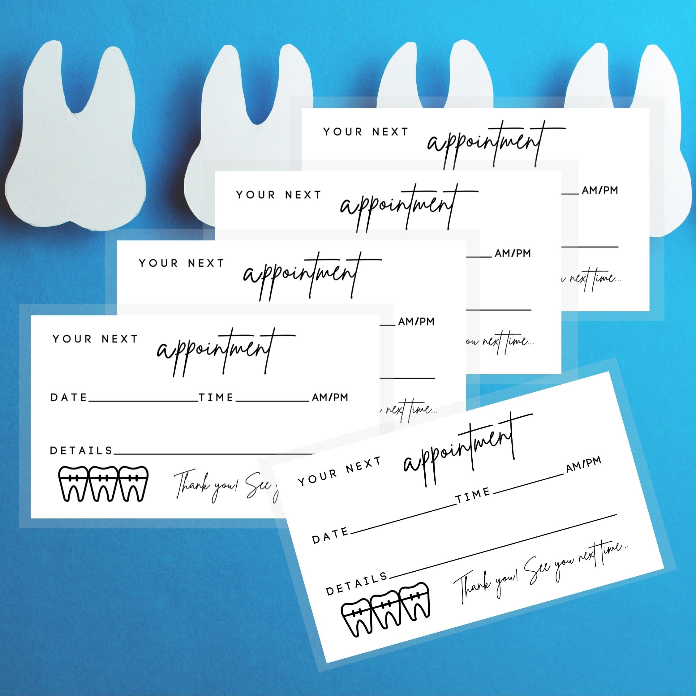 Lashicorn Dental Appointment Reminder Cards 50 Pack Minimalist Design for Teeth Whitening Pediatric Dentist Orthodontics Bulk Size 2x3.5 Inches - View 4 of 7