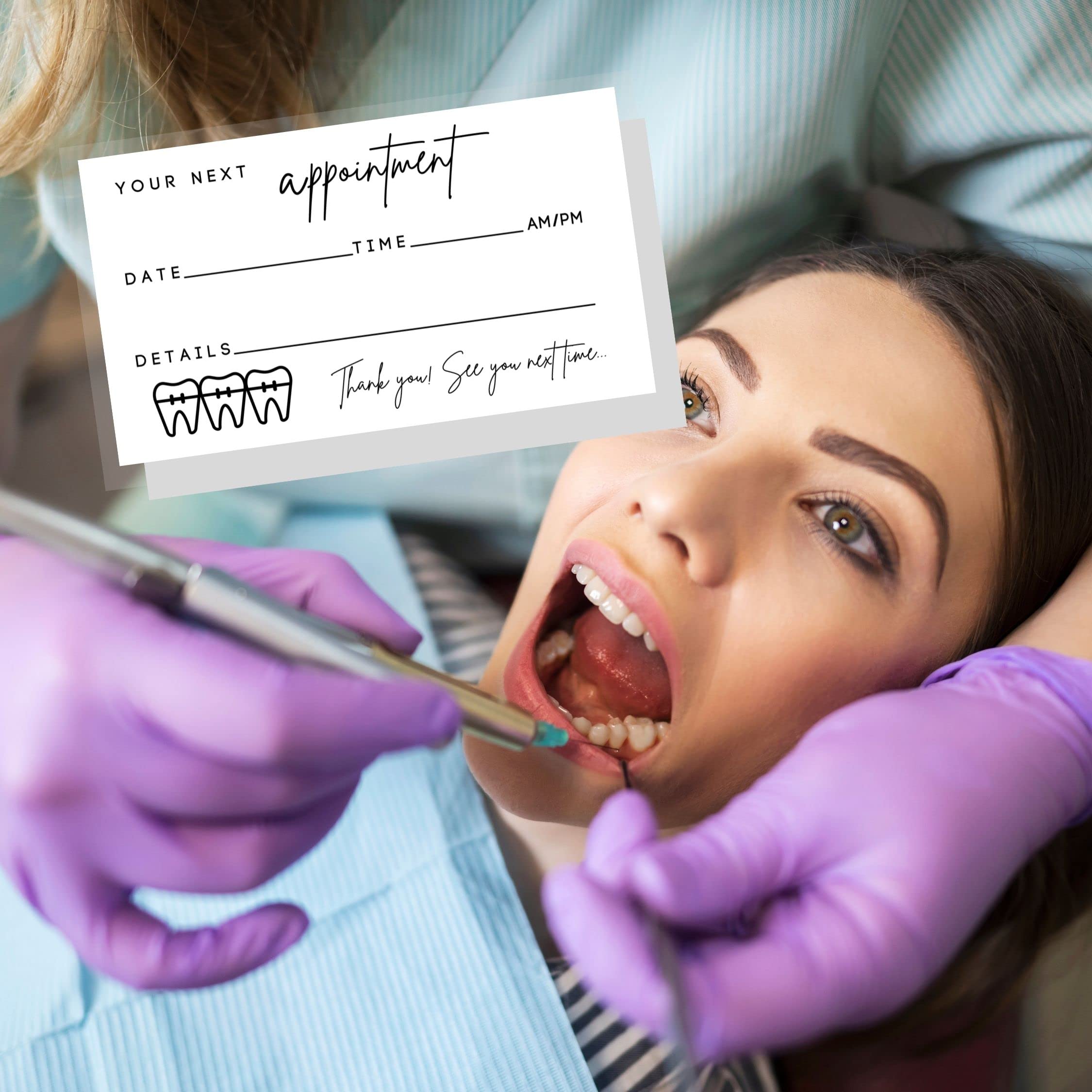 Lashicorn Dental Appointment Reminder Cards 50 Pack Minimalist Design for Teeth Whitening Pediatric Dentist Orthodontics Bulk Size 2x3.5 Inches - View 5 of 7