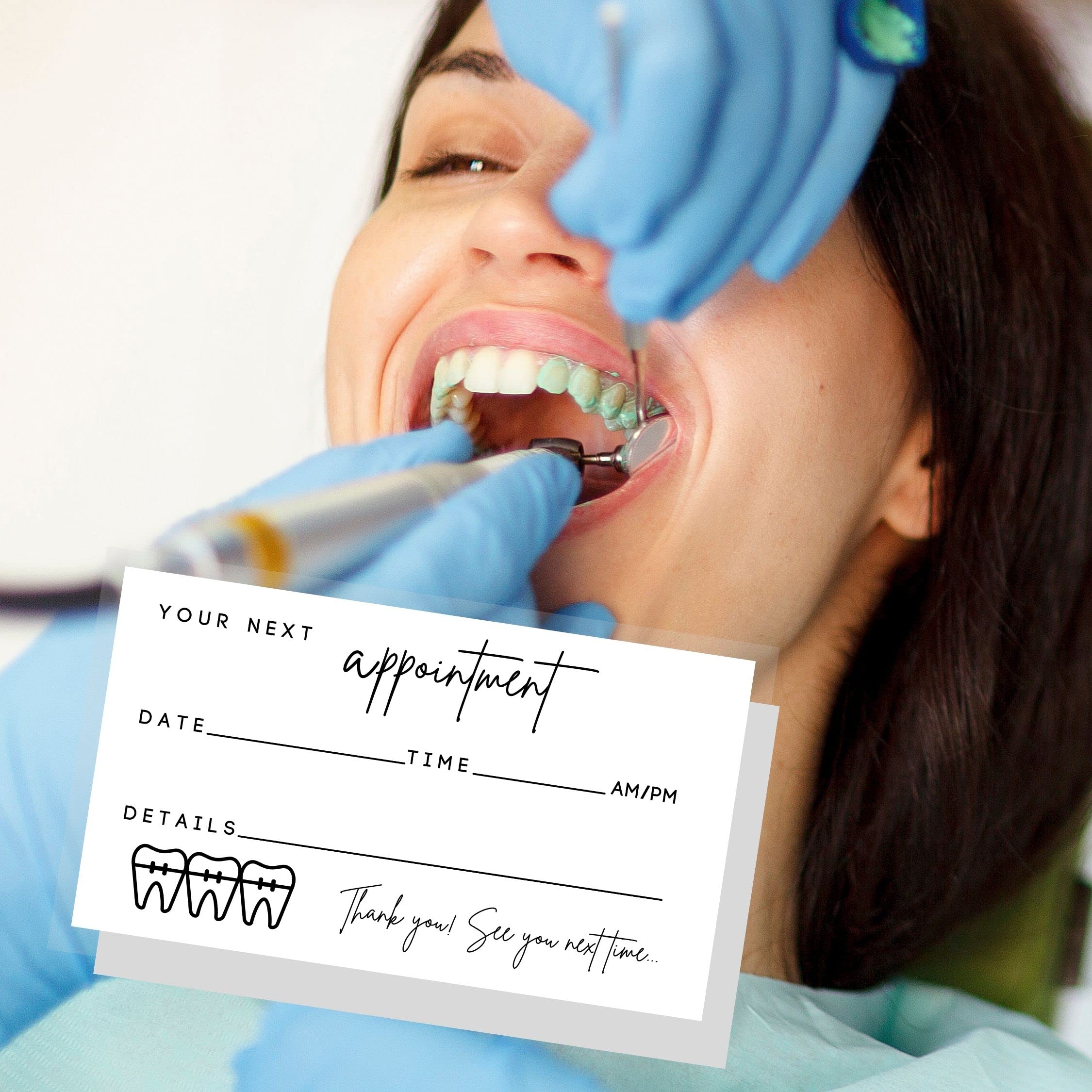 Lashicorn Dental Appointment Reminder Cards 50 Pack Minimalist Design for Teeth Whitening Pediatric Dentist Orthodontics Bulk Size 2x3.5 Inches - View 6 of 7