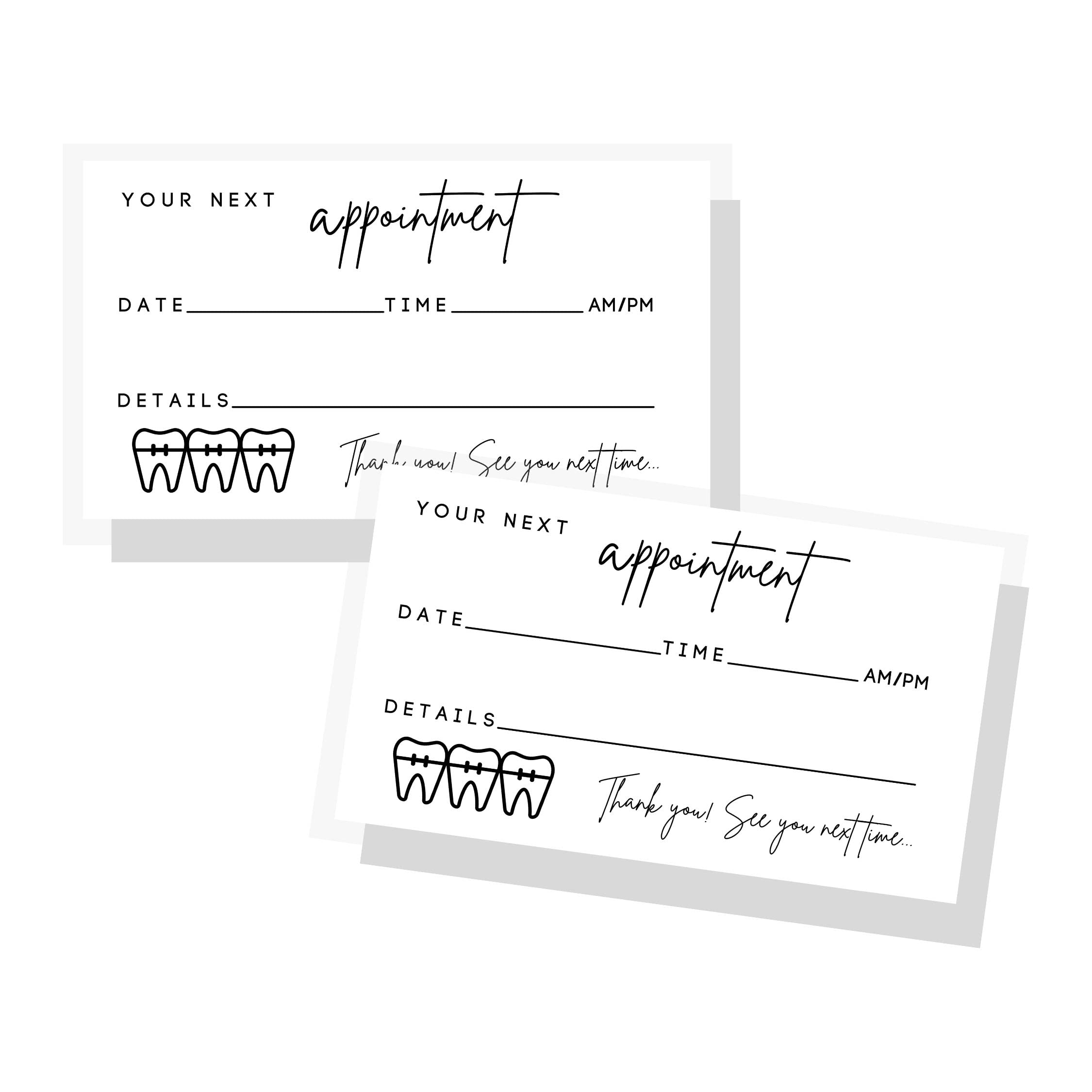 Lashicorn Dental Appointment Reminder Cards 50 Pack Minimalist Design for Teeth Whitening Pediatric Dentist Orthodontics Bulk Size 2x3.5 Inches