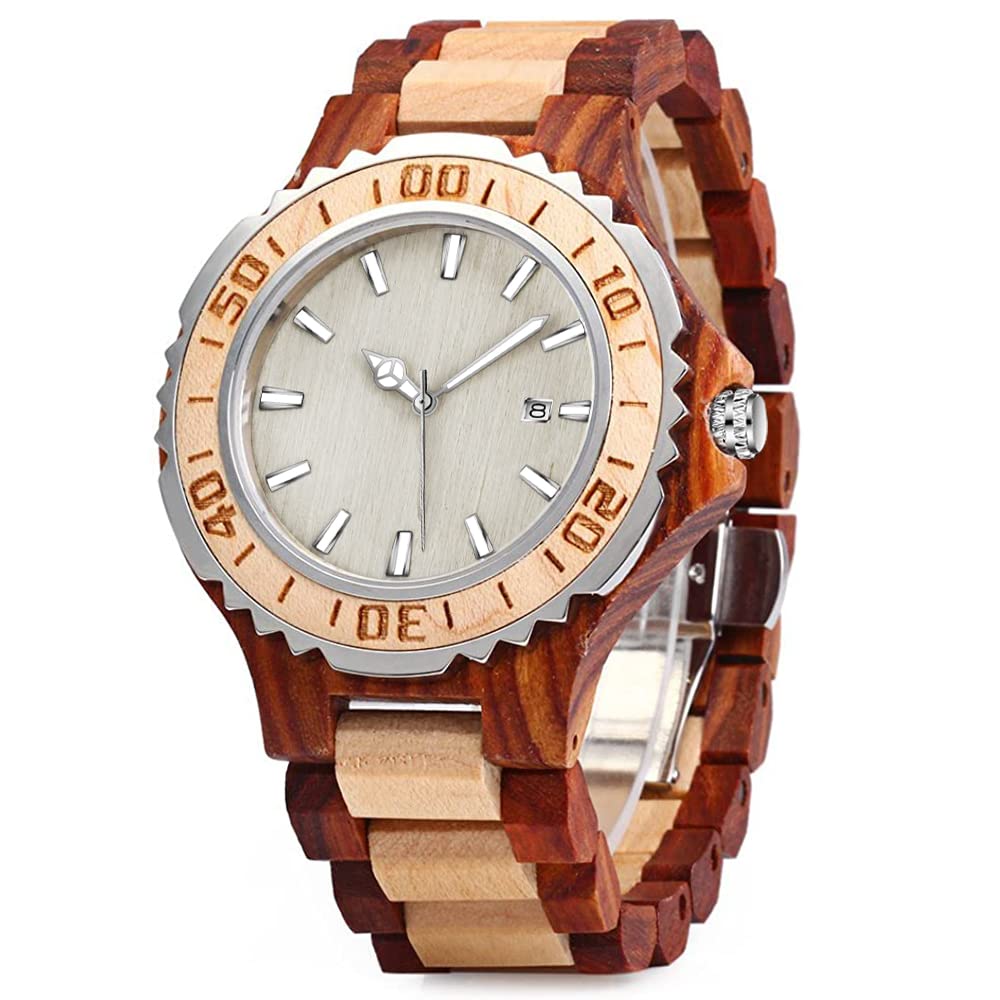 Tiong Tiong Vintage Simple Quartz Wood Men's Watch with All Wood Bracelet and Folding Buckle Fashionable Wooden Wrist Strap for Men - View 8 of 9