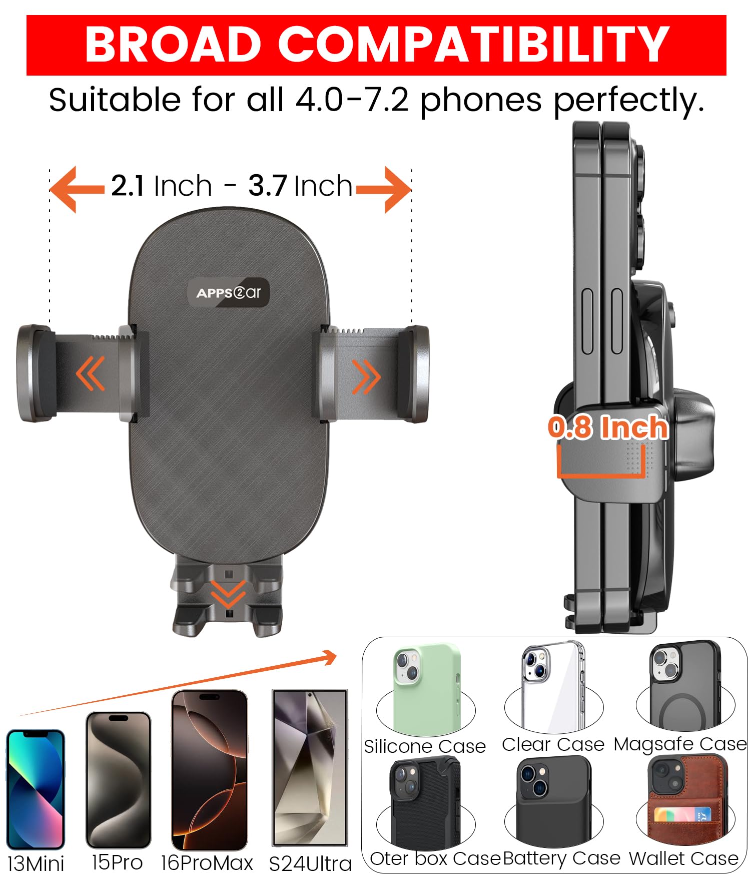 APPS2Car Sturdy Cup Phone Holder Mount for Car, Adjustable Height and Reach, Flexible Long Arm with Multi-Ball Pivot, One-Hand Operation, Compatible - View 7 of 9