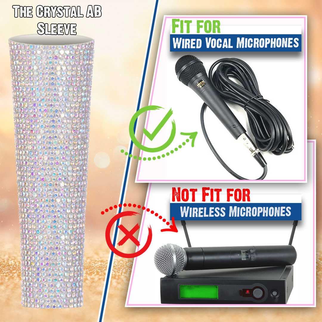 RhymKawa Crystal AB Mixing Colored Mic Handle Sleeve for Wired Microphone SM58LC, Beta 58at, Rhinestones Shining on Tours and TV Shows (Mic Not - View 2 of 7