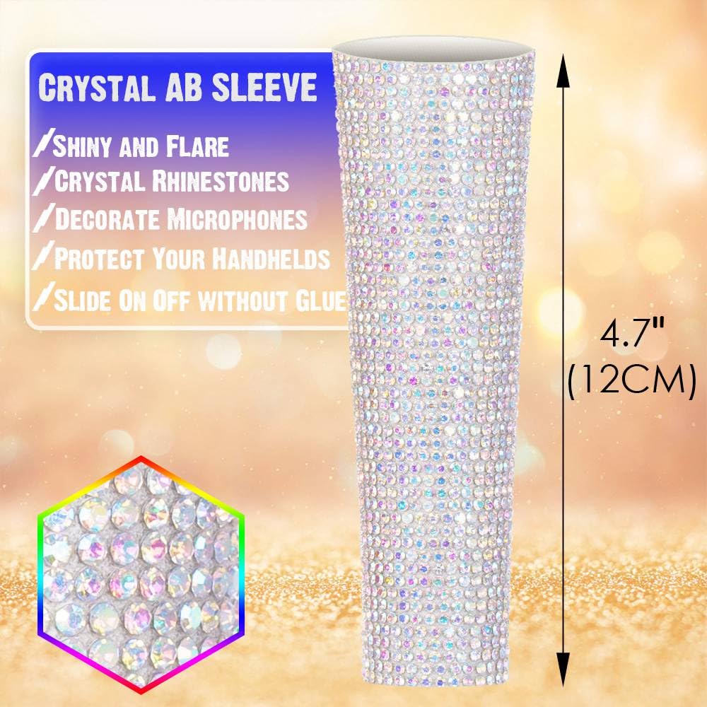 RhymKawa Crystal AB Mixing Colored Mic Handle Sleeve for Wired Microphone SM58LC, Beta 58at, Rhinestones Shining on Tours and TV Shows (Mic Not - View 4 of 7