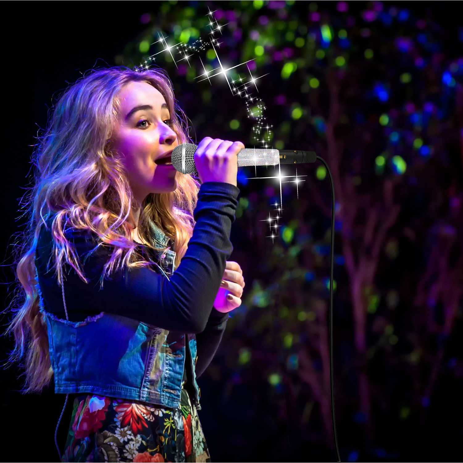 RhymKawa Crystal AB Mixing Colored Mic Handle Sleeve for Wired Microphone SM58LC, Beta 58at, Rhinestones Shining on Tours and TV Shows (Mic Not - View 7 of 7