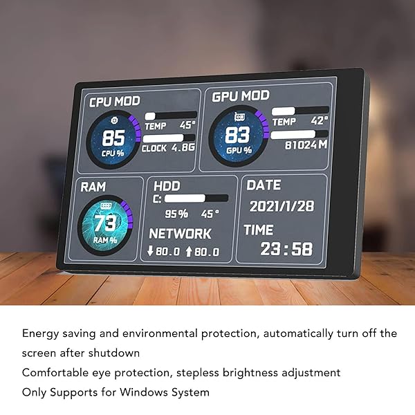 Pomya 3.5 Inch IPS USB Mini Screen AIDA64 PC CPU Data Monitor Multifunctional Computer Temperature Monitor for System Performance - View 4 of 11