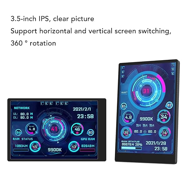 Pomya 3.5 Inch IPS USB Mini Screen AIDA64 PC CPU Data Monitor Multifunctional Computer Temperature Monitor for System Performance - View 6 of 11