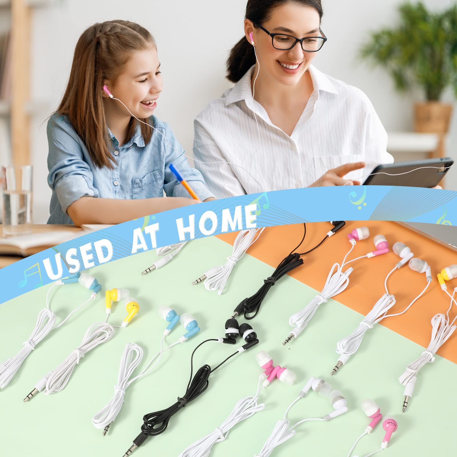 Kigeli 100 Pcs Kids Bulk Earbud Headphones for Classroom Student Wired Headphones in-Ear Earbud 3.5 mm Disposable Earphones Set for Kids Adult Class - View 5 of 7