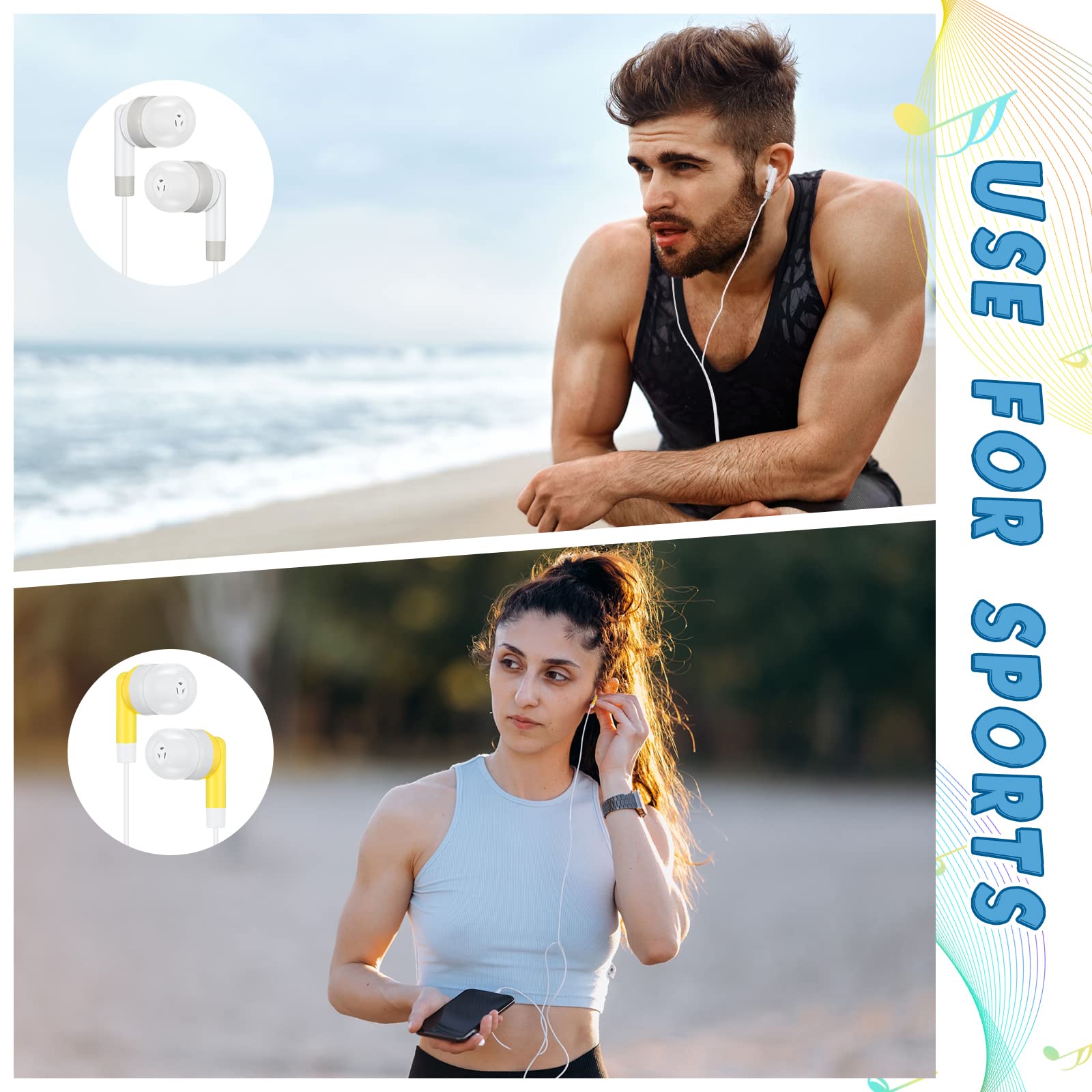 Kigeli 100 Pcs Kids Bulk Earbud Headphones for Classroom Student Wired Headphones in-Ear Earbud 3.5 mm Disposable Earphones Set for Kids Adult Class - View 7 of 7