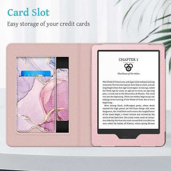 FINTIE Fintie Stand Case for 2022 Kindle 11th Gen - PU Leather, Card Slot & Hand Strap, Glittering Marble Design - View 8 of 10
