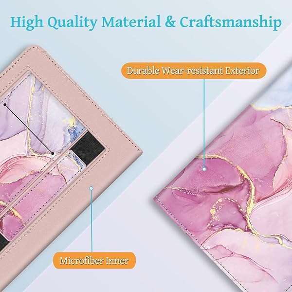FINTIE Fintie Stand Case for 2022 Kindle 11th Gen - PU Leather, Card Slot & Hand Strap, Glittering Marble Design - View 9 of 10