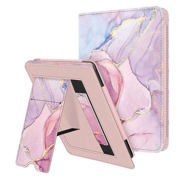 FINTIE Fintie Stand Case for 2022 Kindle 11th Gen - PU Leather, Card Slot & Hand Strap, Glittering Marble Design - View 2 of 10