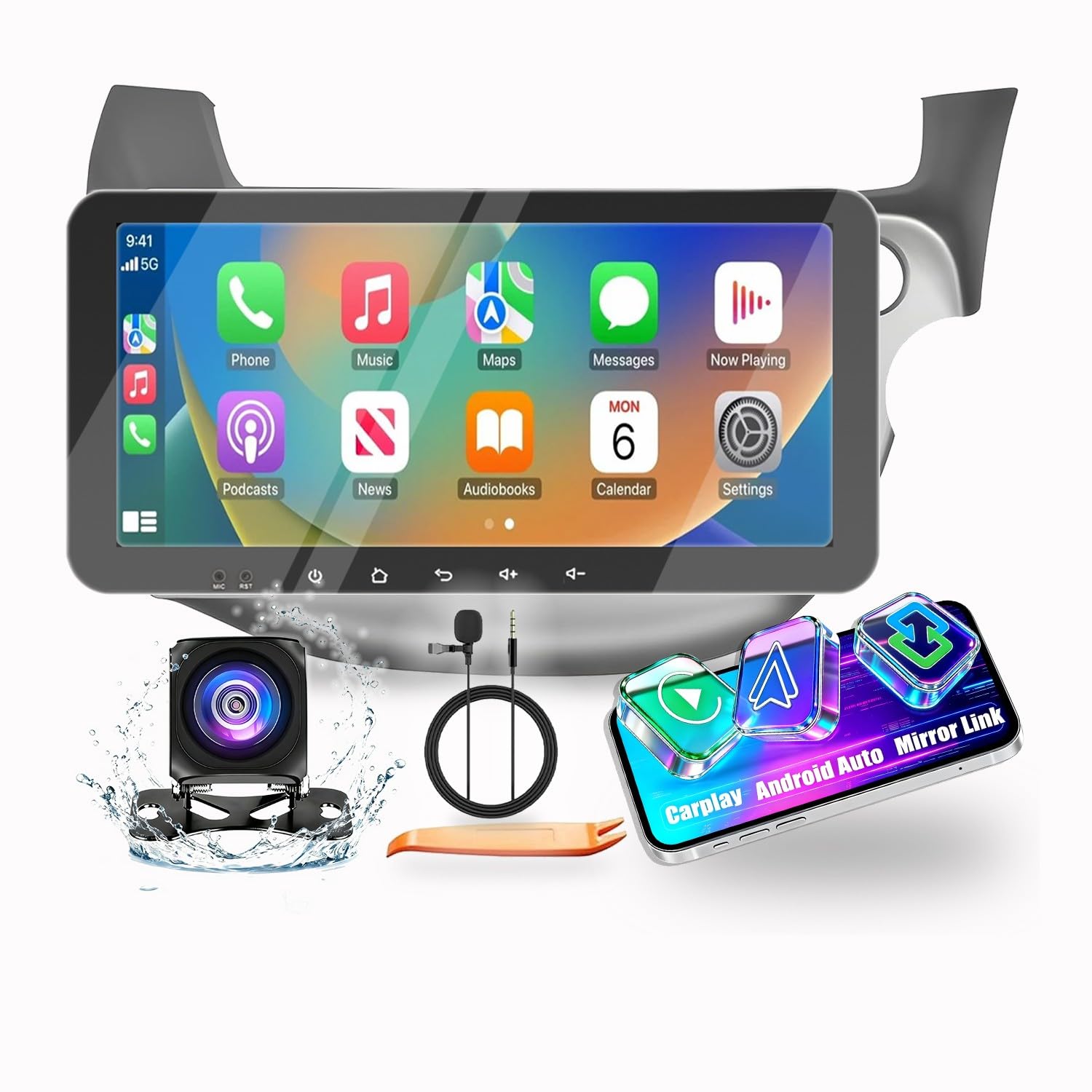 Octa Core 6G+128G CarPlay Android Auto Navigation Stereo GPS Radio Reverse Camera Display 10.33" QLED Touchscreen Headunit Tablet Pad Media Player