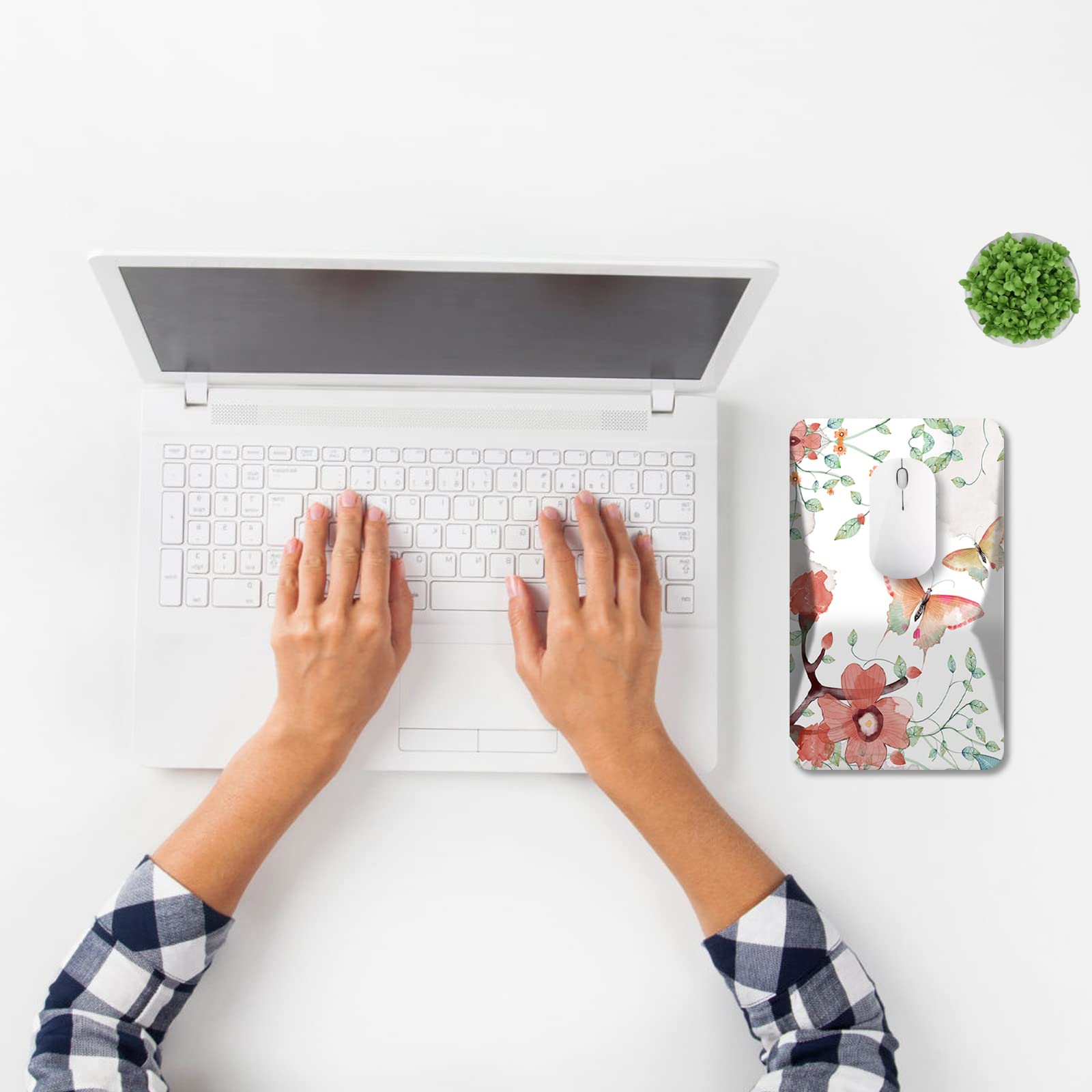 AIMSA Ergonomic Mouse Pad Wrist Rest Support, Thick Mousepad Upgraded Memory Foam, Pain Relief and Non-Slip PU Base for Home Office, Butterfly Flower - View 2 of 8