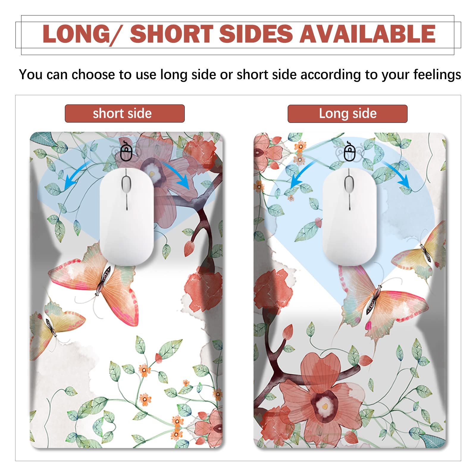 AIMSA Ergonomic Mouse Pad Wrist Rest Support, Thick Mousepad Upgraded Memory Foam, Pain Relief and Non-Slip PU Base for Home Office, Butterfly Flower - View 4 of 8