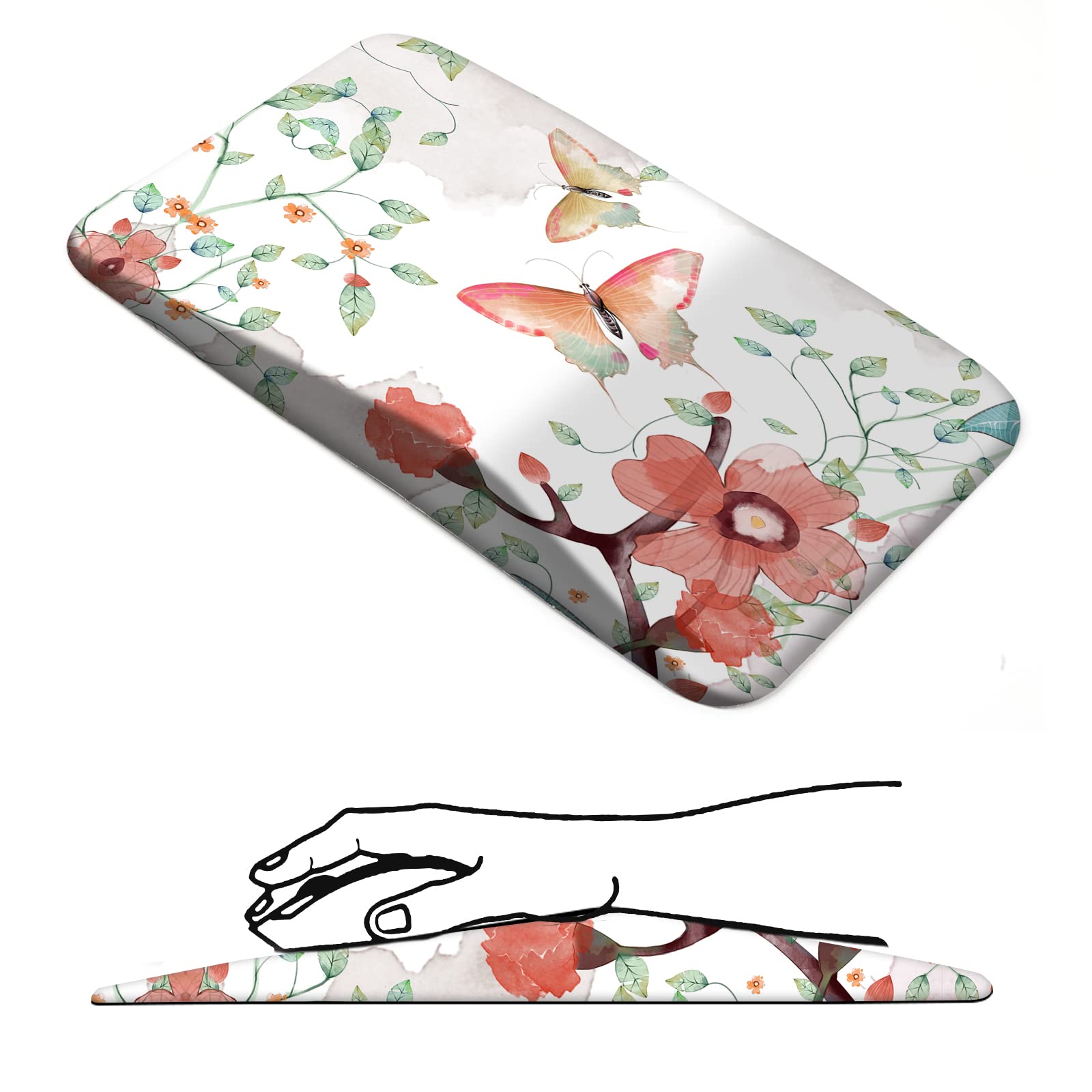 AIMSA Ergonomic Mouse Pad Wrist Rest Support, Thick Mousepad Upgraded Memory Foam, Pain Relief and Non-Slip PU Base for Home Office, Butterfly Flower