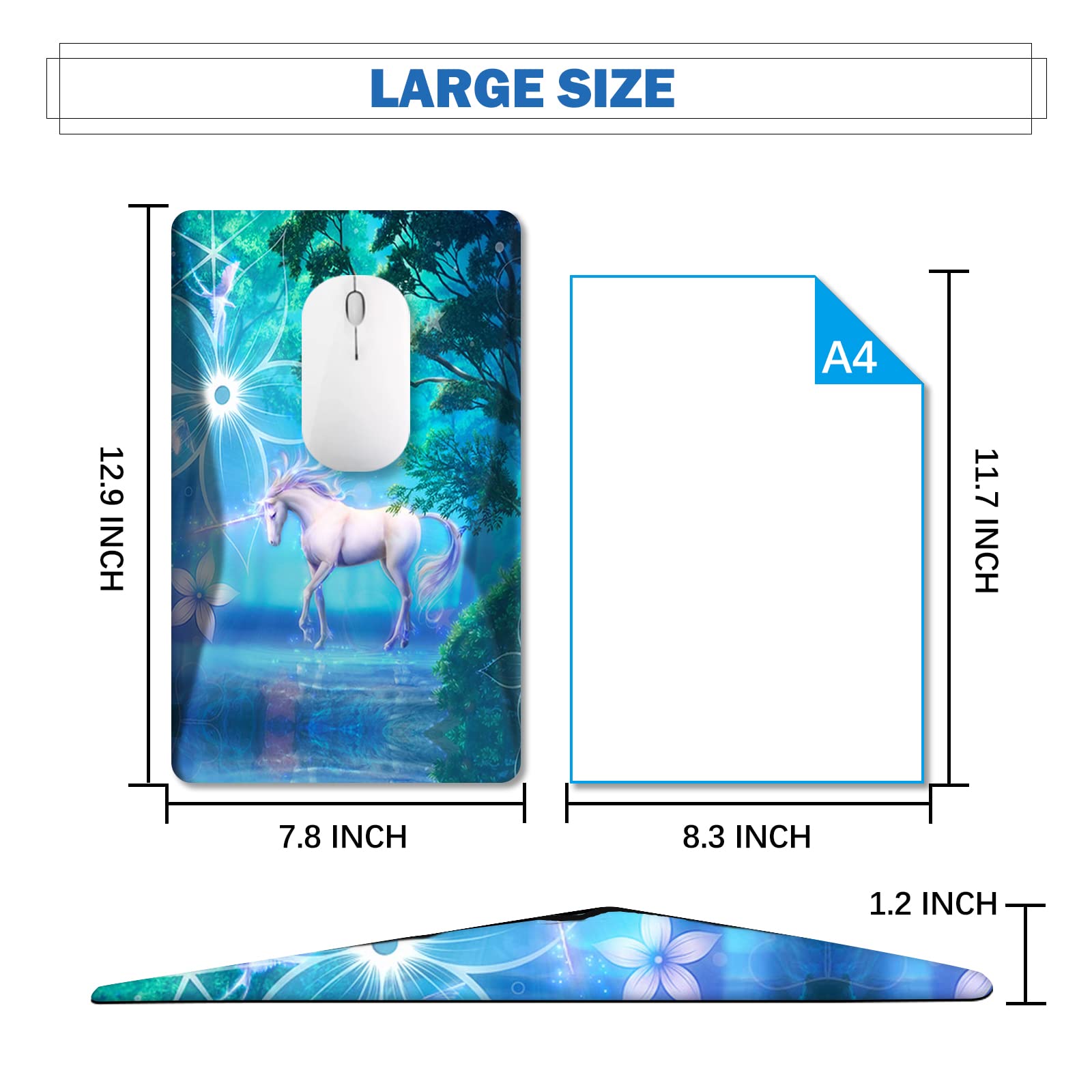 AIMSA Ergonomic Mouse Pad Wrist Rest Support, Thick Mousepad Upgraded Memory Foam, Pain Relief and Non-Slip PU Base for Home Office, Unicorn - View 8 of 8