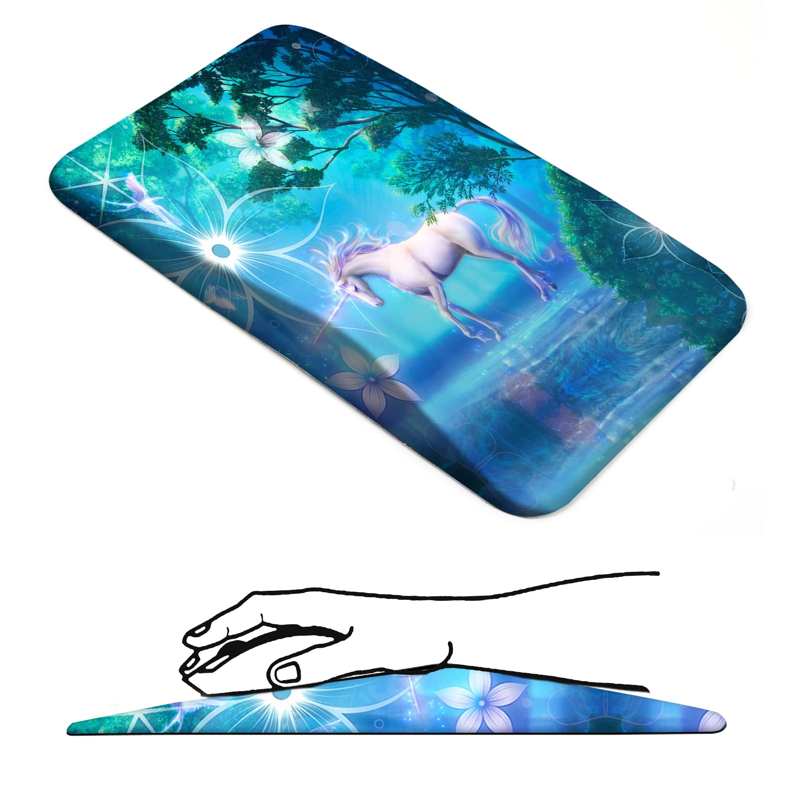 AIMSA Ergonomic Mouse Pad Wrist Rest Support, Thick Mousepad Upgraded Memory Foam, Pain Relief and Non-Slip PU Base for Home Office, Unicorn