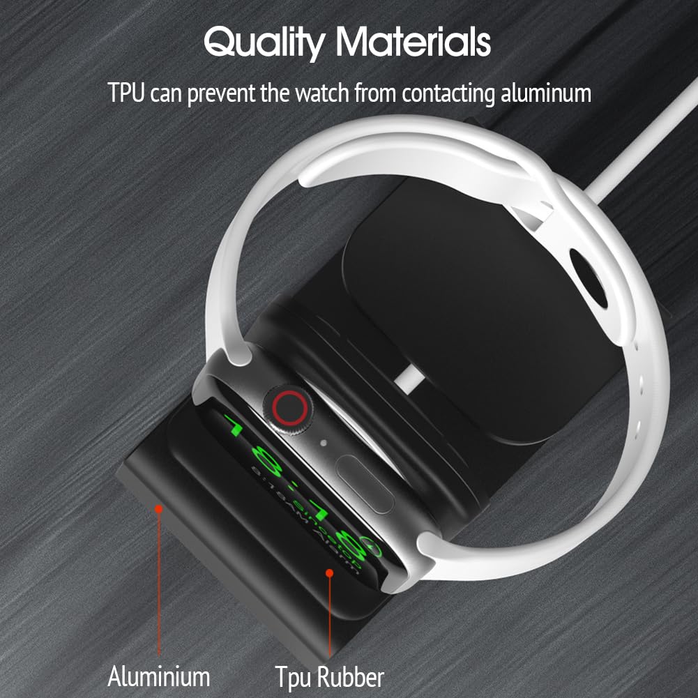 Aluminum Charging Stand Compatible with Apple Watch Ultra 2 1 SE 10 9 8 7 6 5 4 3 2 1, Desk Charger DockandHolder Nightstand for iWatch 49 46 42 45 - View 3 of 9
