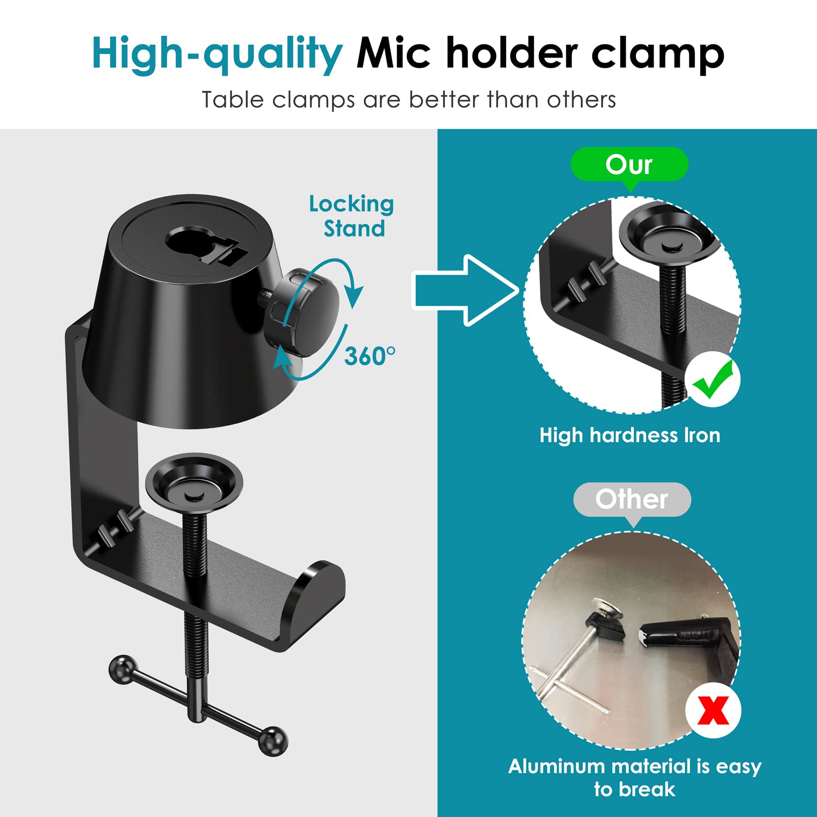 YOUSHARES Blue Yeti Mic Stand with Blue Yeti Pop Filter - Premium Mic Arm for Blue yeti, Heavy Duty Boom Arm with Cable Management, 3 8" to 5 8" - View 4 of 7
