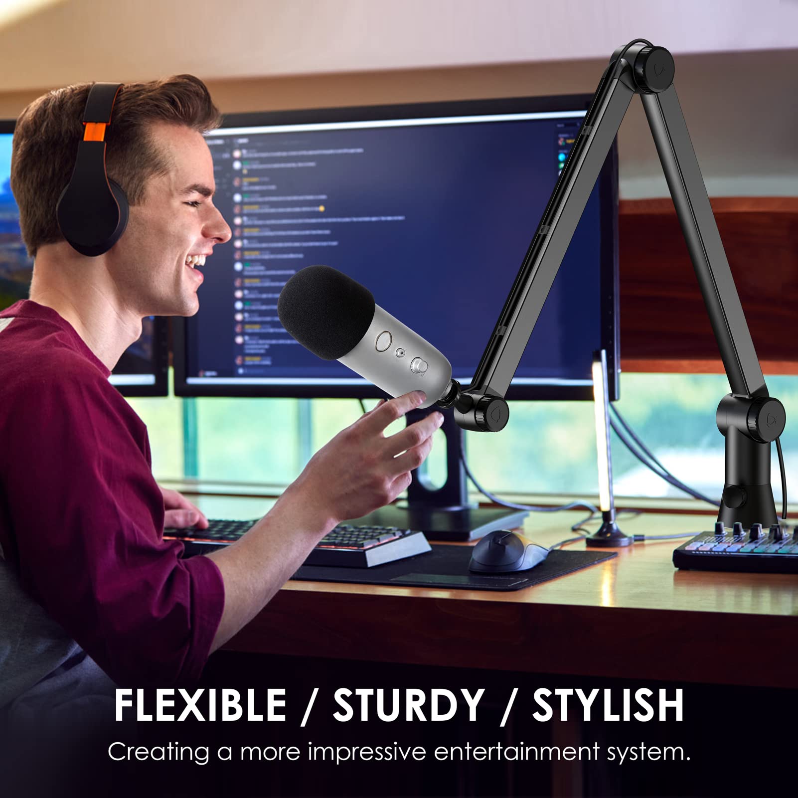 YOUSHARES Blue Yeti Mic Stand with Blue Yeti Pop Filter - Premium Mic Arm for Blue yeti, Heavy Duty Boom Arm with Cable Management, 3 8" to 5 8" - View 6 of 7