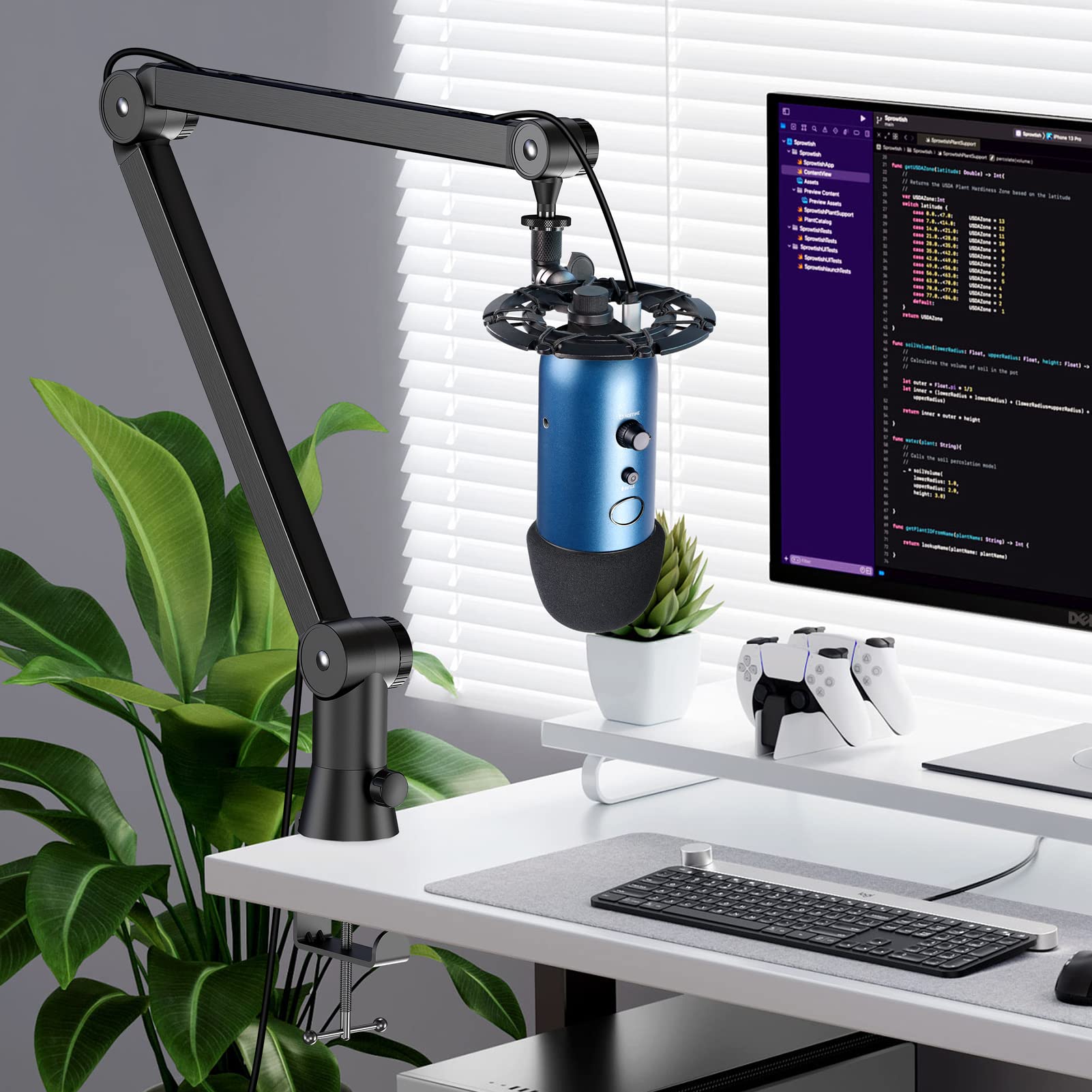 YOUSHARES Blue Yeti Mic Stand with Blue Yeti Pop Filter - Premium Mic Arm for Blue yeti, Heavy Duty Boom Arm with Cable Management, 3 8" to 5 8" - View 7 of 7