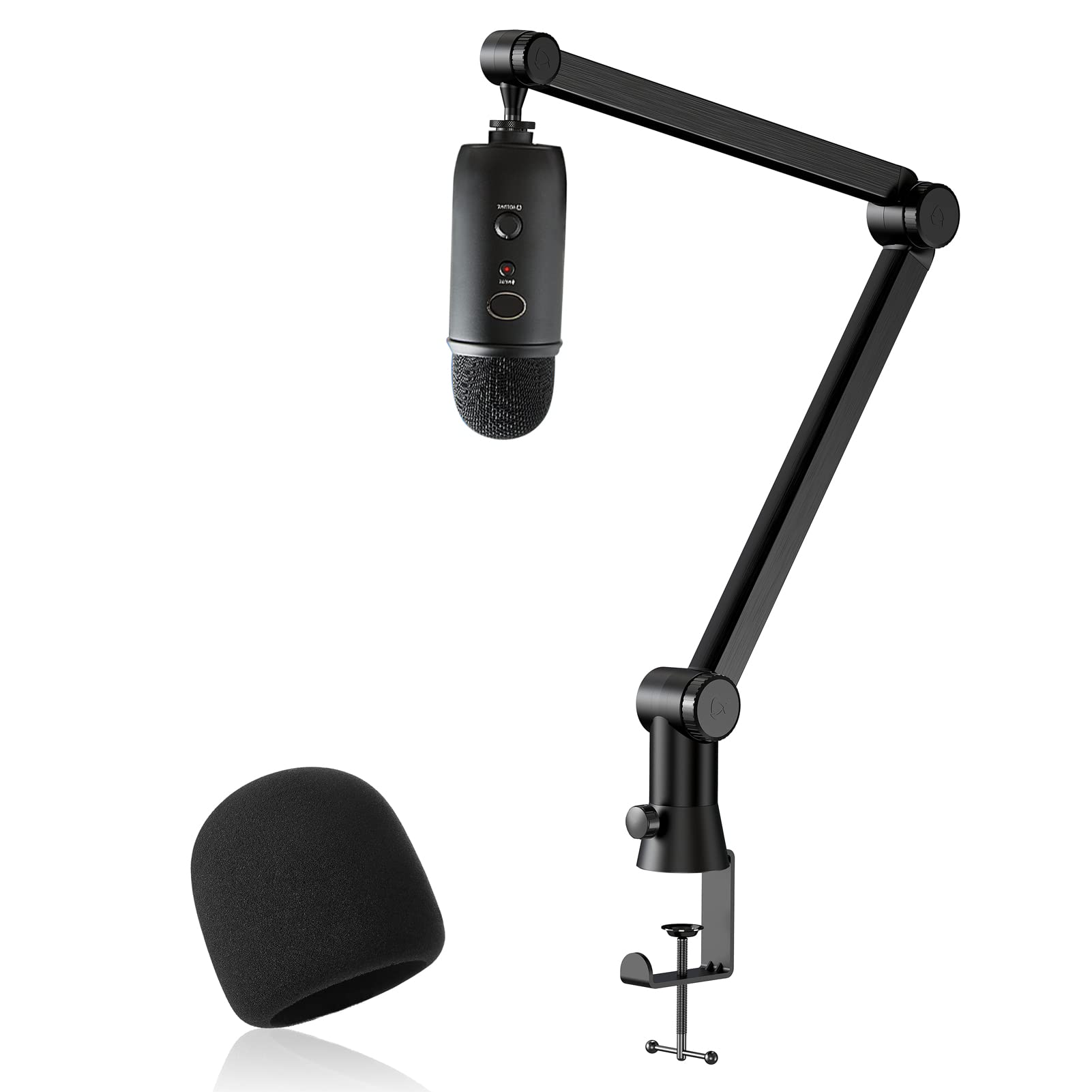 YOUSHARES Blue Yeti Mic Stand with Blue Yeti Pop Filter - Premium Mic Arm for Blue yeti, Heavy Duty Boom Arm with Cable Management, 3 8" to 5 8"