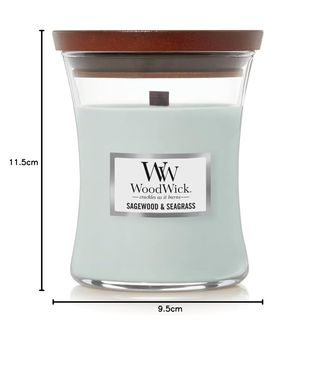 WoodWick WoodWick Medium Hourglass Candle Sagewood Seagrass Premium Soy Blend Wax Pluswick Innovation Made in USA - View 8 of 8