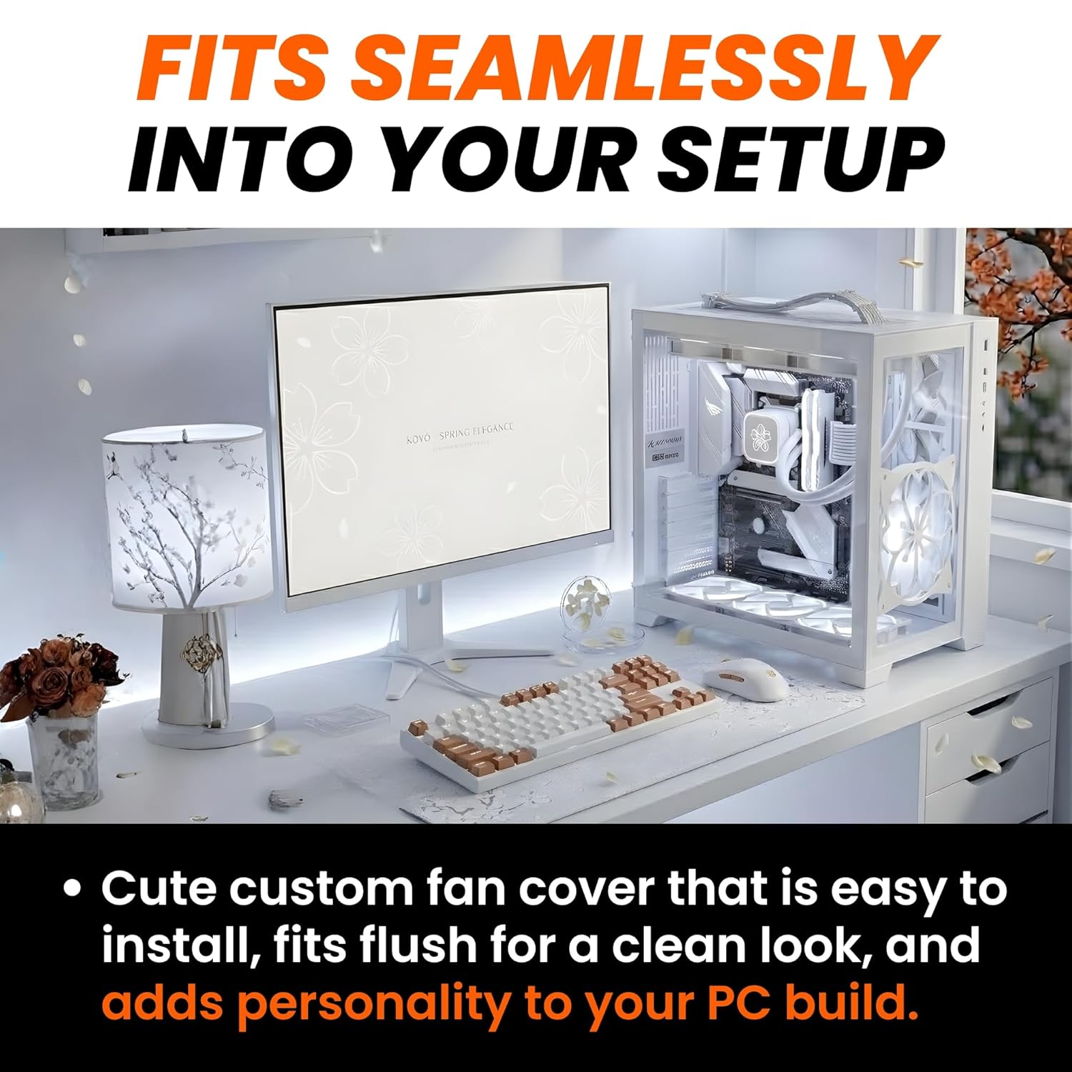 splash n color SplashNColor 120mm Sakura Fan Grill Decorative Cover Cute Cherry Blossom Cooling PC Fan Protector for Gaming CPU Easy Installation - View 6 of 7