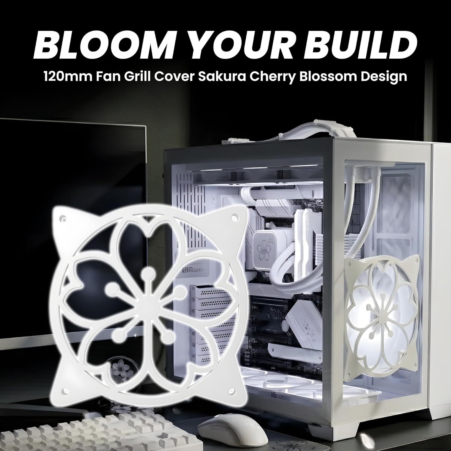splash n color SplashNColor 120mm Sakura Fan Grill Decorative Cover Cute Cherry Blossom Cooling PC Fan Protector for Gaming CPU Easy Installation - View 7 of 7