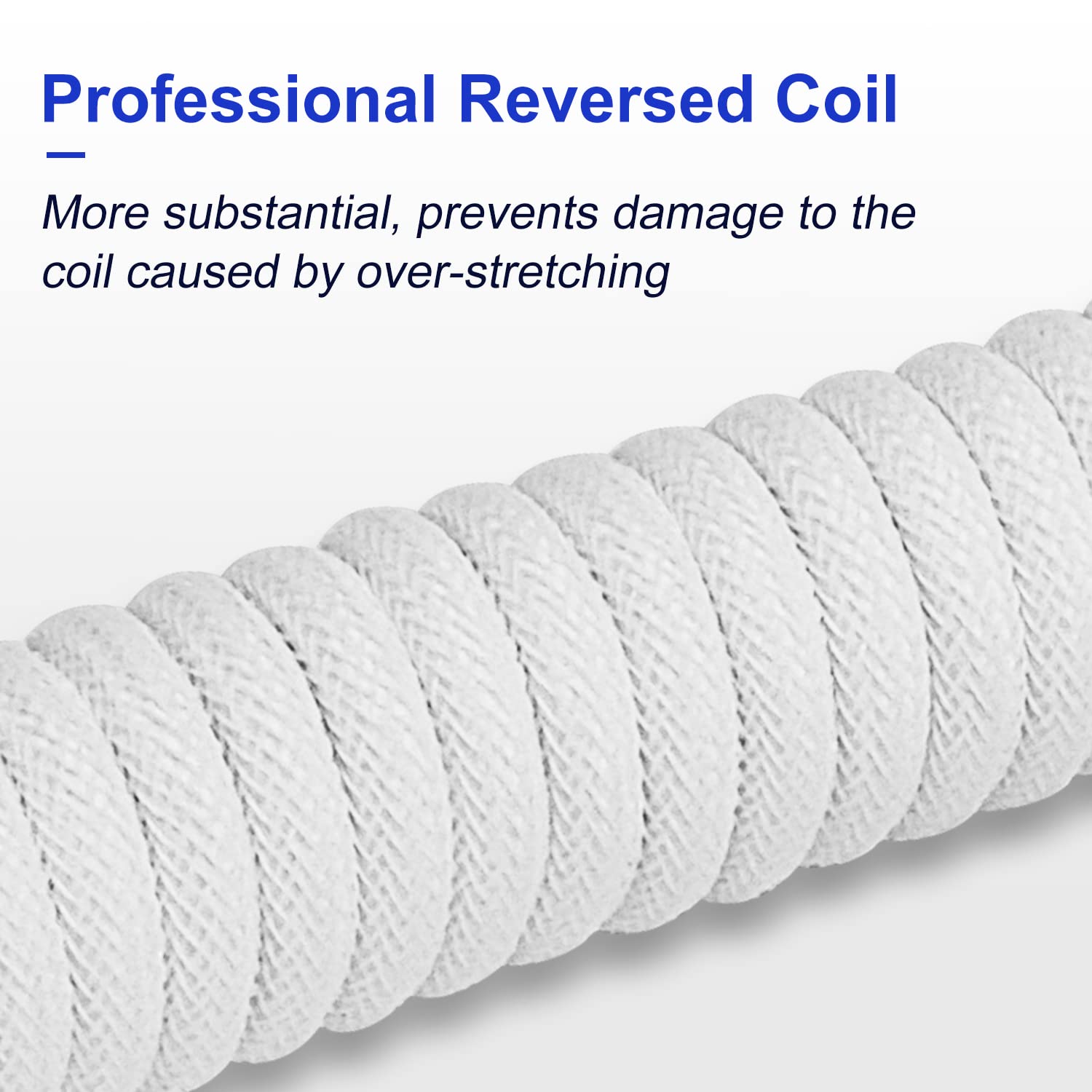 UCINNOVATE Pro Custom Coiled 1.8M USB C Cable for Gaming Keyboard, Double-Sleeved Mechanical Keyboard Cable with Detachable Metal Aviator, White - View 4 of 7