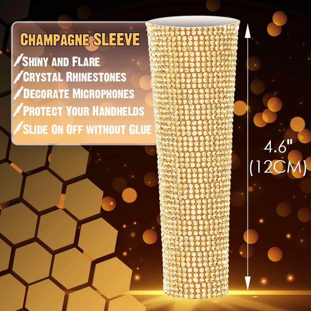 RhymKawa B58 Champagne Gold Cover Decorate Universal Wired Microphone SM58LC, Beta 58a, Glitter Rhinestones Sleeve Replacement Shining on Wedding - View 5 of 8