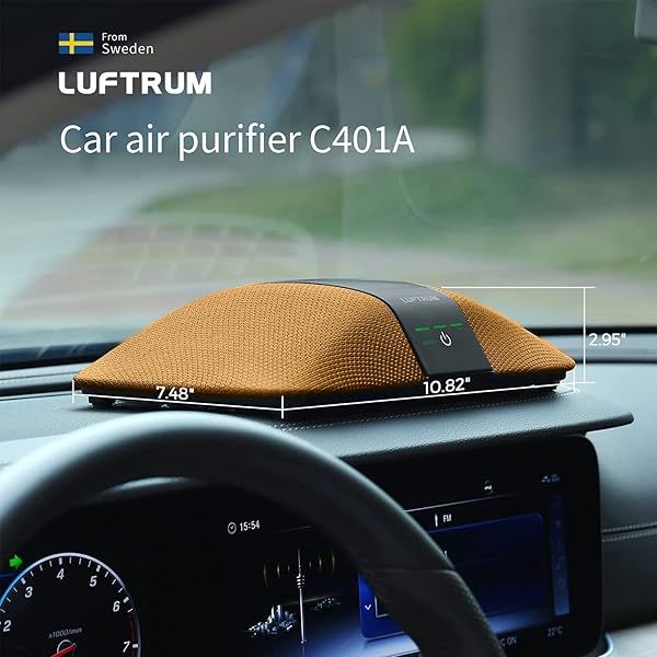 LUFTRUM Car Air Purifier with H13 True HEPA Filter: Car Portable Air purifier for Exhaust Fumes, VOC, Smoke, Odors, and Bacteria, 99.9% Removal to 0.1 Microns - Air purifier for Car Traveling Bedroom (brown) - View 9 of 10