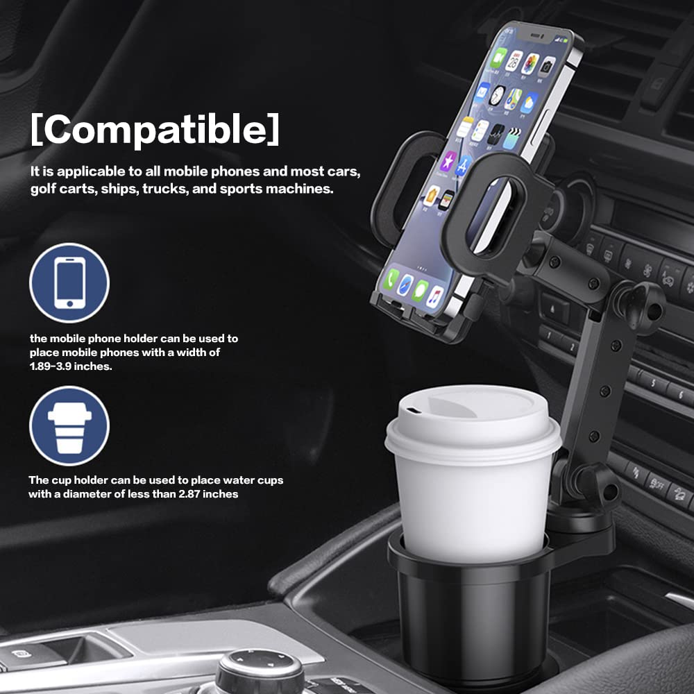 Reswish Car Cup Holder Phone Mount Universal Auto Cell Phone Stand with Drink Holder 2 in 1 Multifunctional Expander with 360 Degree Rotation - View 3 of 8