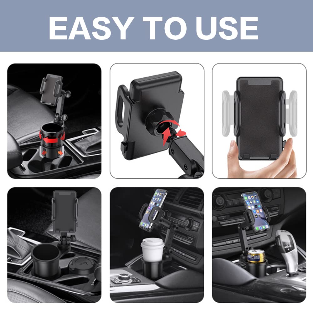 Reswish Car Cup Holder Phone Mount Universal Auto Cell Phone Stand with Drink Holder 2 in 1 Multifunctional Expander with 360 Degree Rotation - View 5 of 8