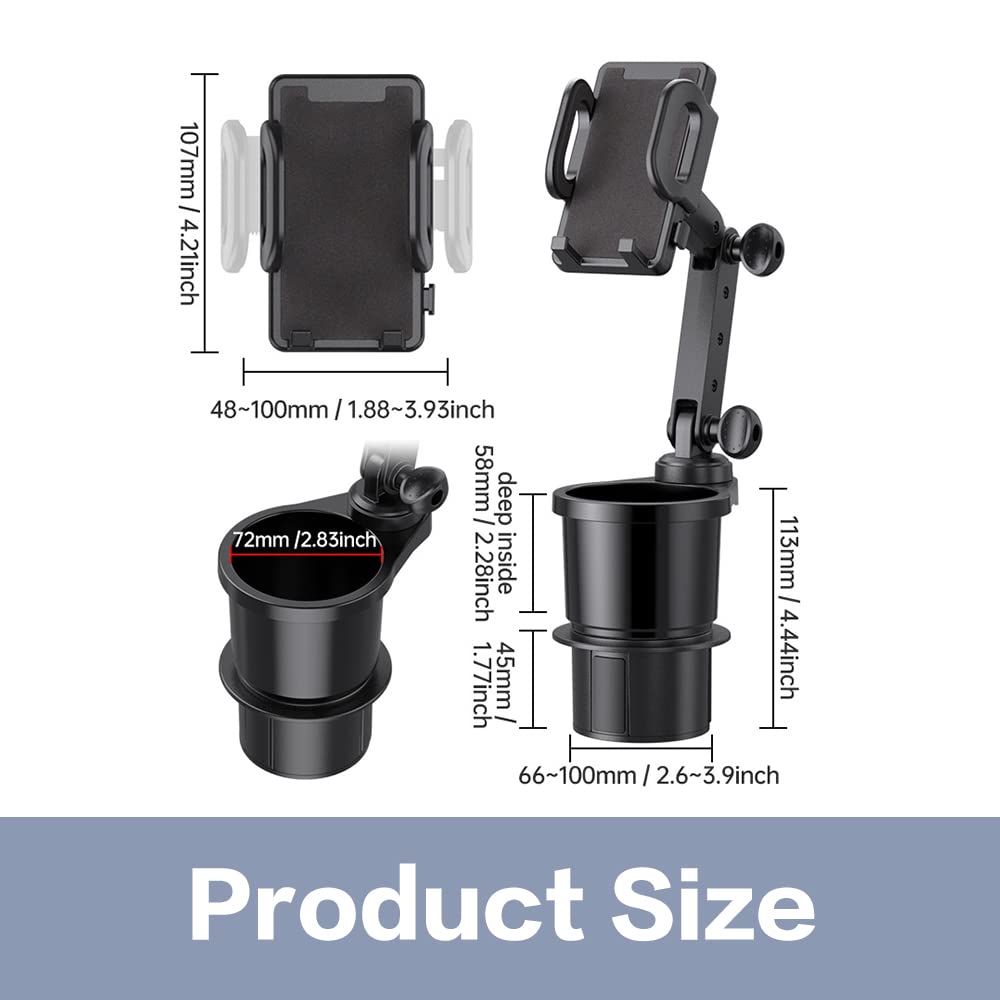 Reswish Car Cup Holder Phone Mount Universal Auto Cell Phone Stand with Drink Holder 2 in 1 Multifunctional Expander with 360 Degree Rotation - View 6 of 8