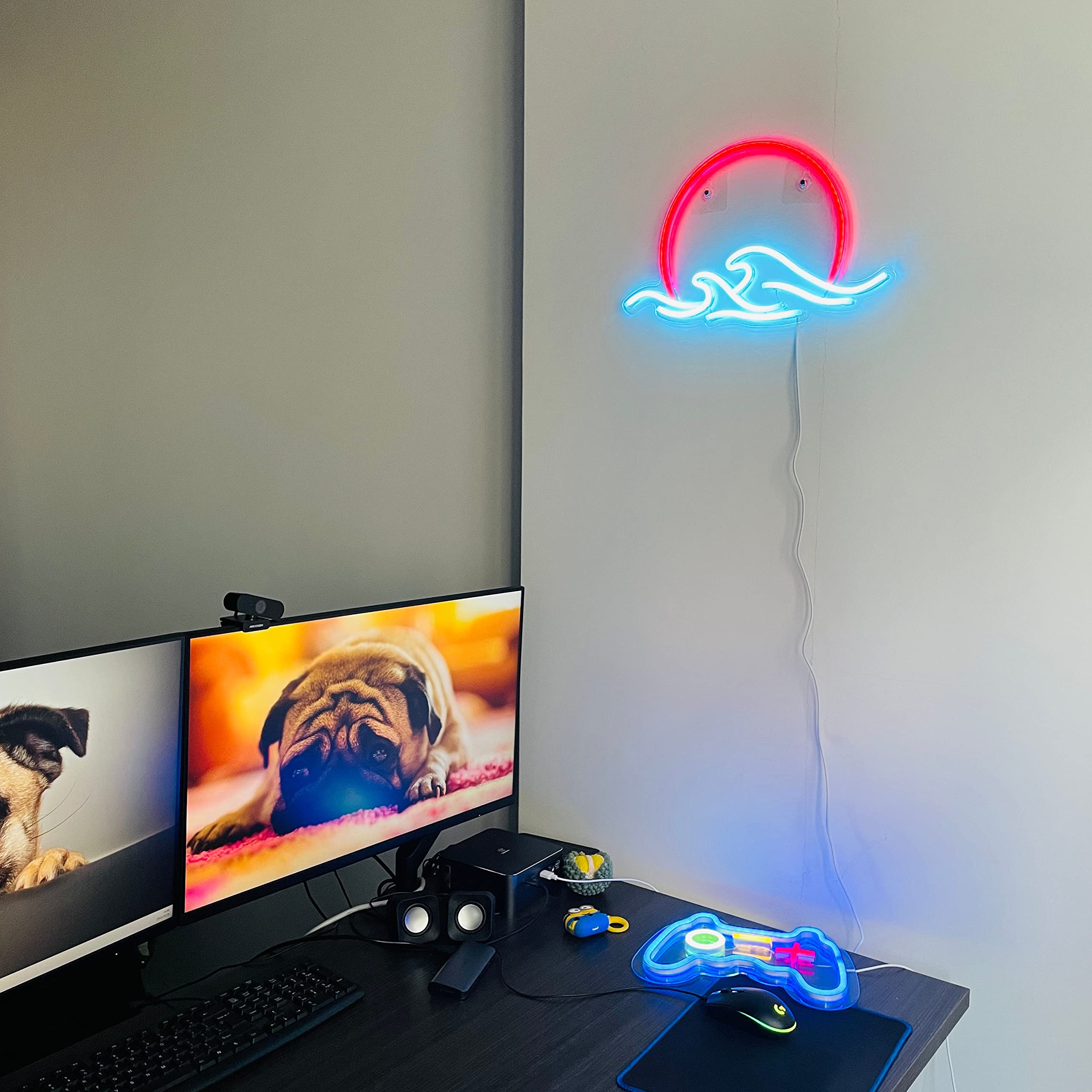 GGK Sunset with Waves Neon Sign LED Sunrise Light for Bedroom Wall Decor Anime Wave Design Perfect for Home Aesthetic - View 3 of 8